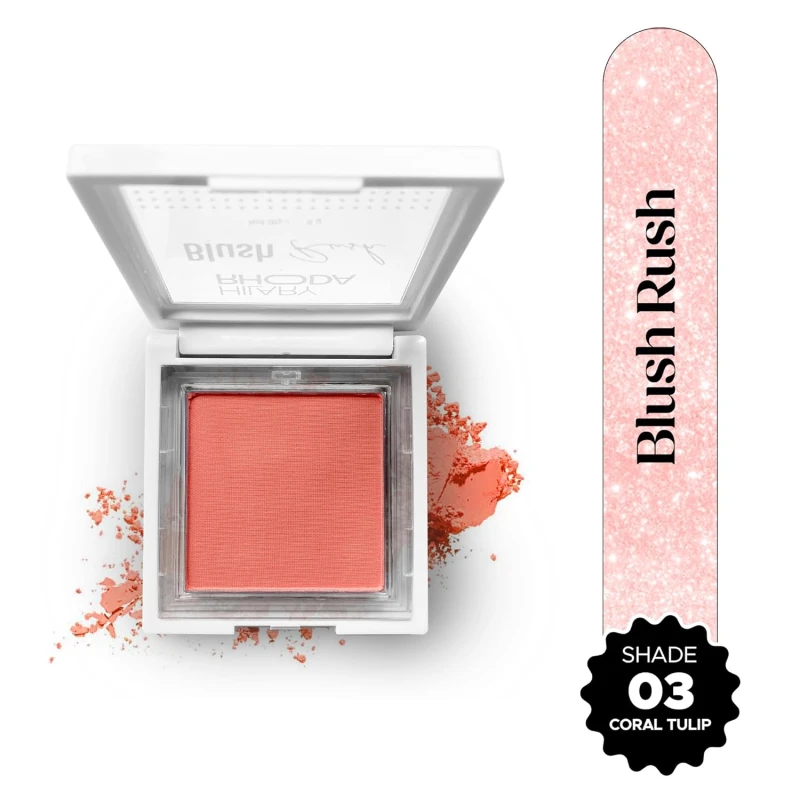 Hilary Rhoda Blush Rush | Highly Pigmented | Silky Smooth Texture | Available in 6 Shades | Matte Finish | Buildable Coverage | Blends Easily & Glides on Smoothly - 6g (Coral Tulip | Shade 03) thumbnail 3